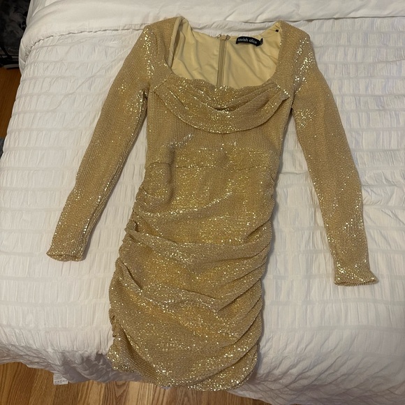 Dresses | Lavish Alice Gold Sequin Mini Dress | Poshmark
